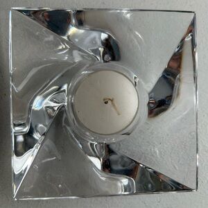 Miller Rogaska Candle Holder Tango Clear Glass 5 Inch Made in Slovenia